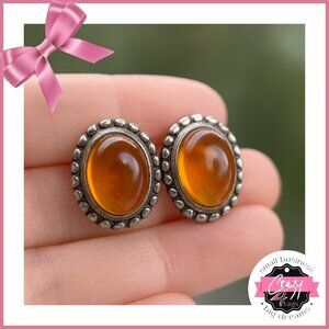 Amber Oval Stud Earrings